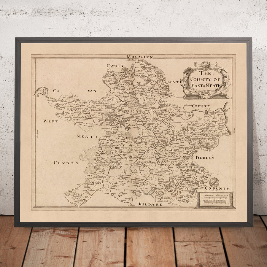 Old Map of County Meath (East Meath) by Petty, 1685: Trim, Navan, Kells, Ashbourne, Drogheda, Skerries