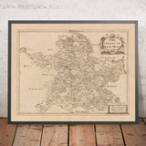 Alte Karte des County Meath (Ost-Meath) von Petty, 1685: Trim, Navan, Kells, Ashbourne, Drogheda, Skerries 