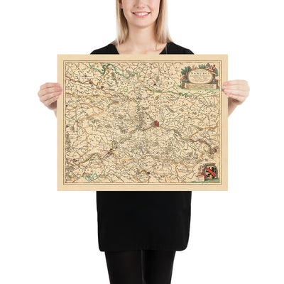 Alte Karte der Grafschaft Namur von Visscher, 1690: Charleroi, Dinant, Sambreville, Huy, Gembloux