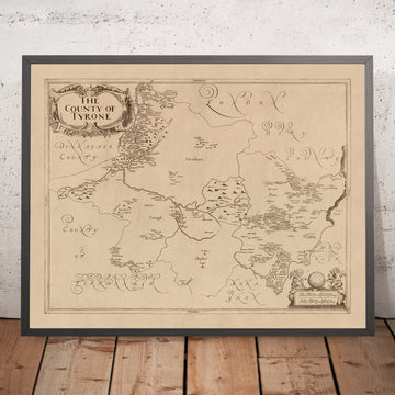 Mappa antica della Contea di Tyrone di Petty, 1685: Strabane, Omagh, Monti Sperrin, Canale dell&