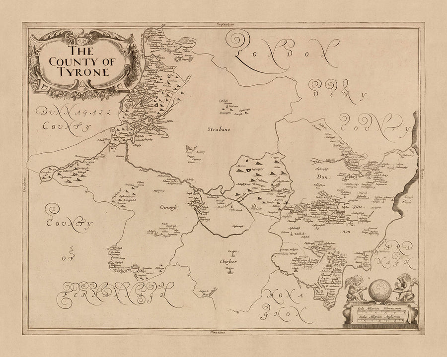Old Map of County Tyrone by Petty, 1685: Strabane, Omagh, Sperrin Mountains, Ulster Canal, Lough Neagh