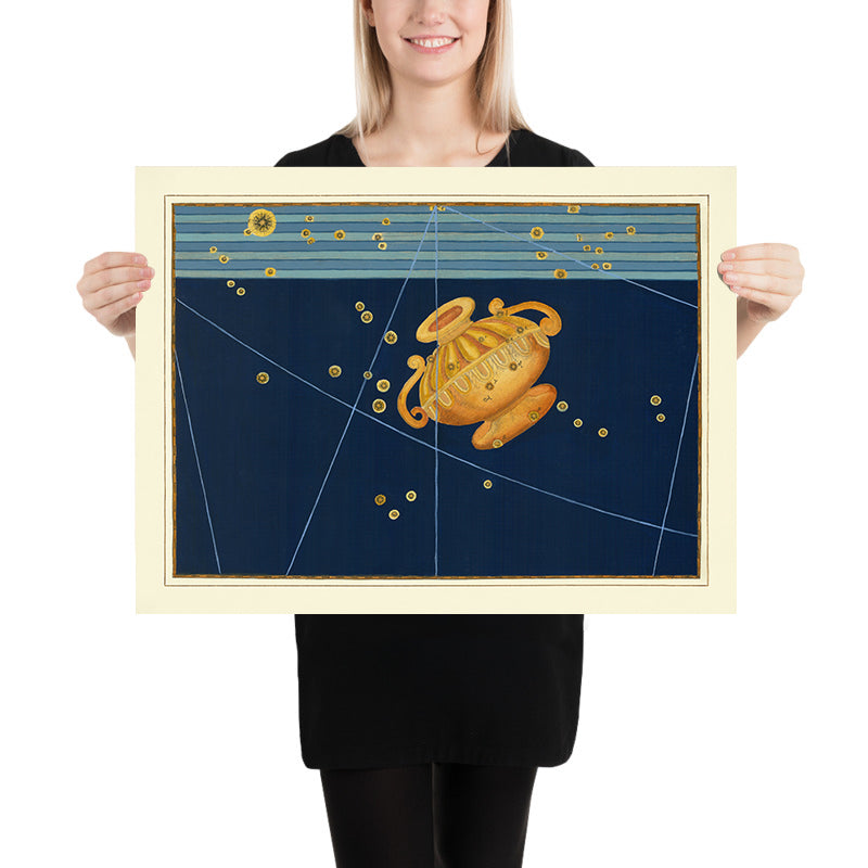 Antica mappa stellare del cratere di Johann Bayer, 1603 - Mappa delle costellazioni celesti 