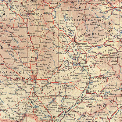 Alte Karte der Tschechoslowakei, 1967: Prag, Bratislava, Brünn, Ostrava, Nationalpark Riesengebirge