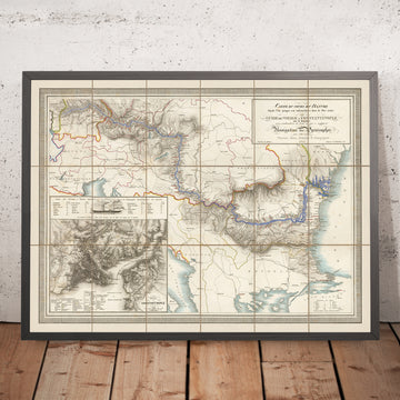 Mappa della rotta del battello a vapore del Danubio, 1843: Dalla Baviera al Mar Nero, Austria, Ungheria, Romania 