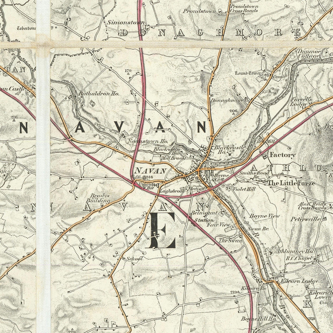 Ancienne carte de Dublin, 1868 : Phoenix Park, Drumcondra, châteaux, rivières, Meath