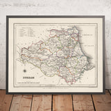 Old Map of Durham by Samuel Lewis, 1844: Sunderland, Stockton-on-Tees, Hartlepool, Bishop Auckland, Darlington