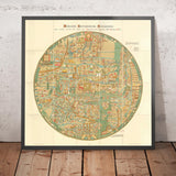 Antica Ebstorf Mappa Mundi - Atlante del Mondo del XIII secolo - Gibilterra, Mediterraneo, Gerusalemme, Sicilia, Grecia 