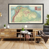 Mappa antica del Sud America, 1967: Fiume Amazon, Ecuador, Colombia, Venezuela, Guiana 