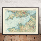 Ancienne carte de la Manche (La Manche), 1967 : Sud de l'Angleterre, Nord-Ouest de la France, routes maritimes, îles anglo-normandes 