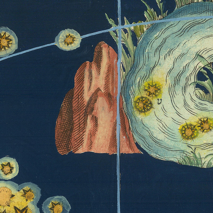 Antica mappa stellare di Eridano di Johann Bayer, 1603 - Mappa delle costellazioni celesti 