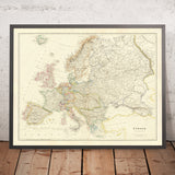 Old Map of Europe by Arrowsmith, 1840: Mid-19th Century Political Landscape