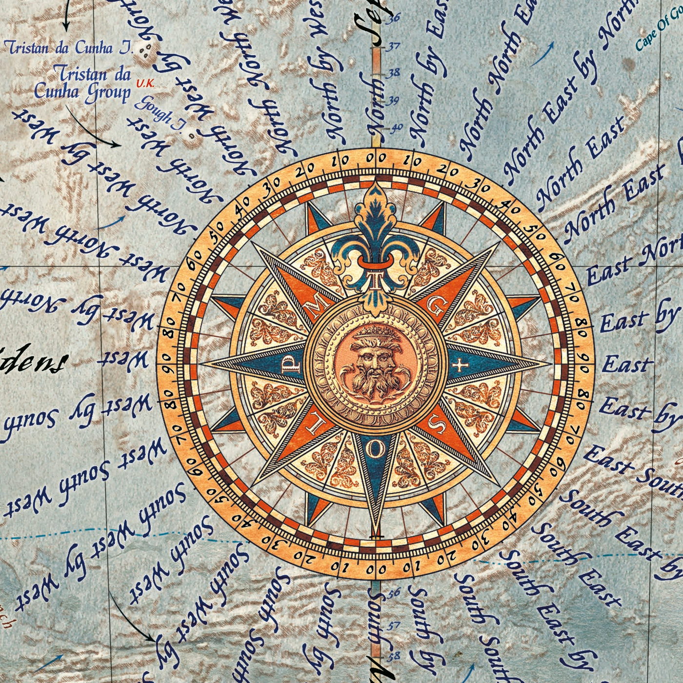 Exekutive Weltkarte von Ray&Co, 2025: 3D-Ozeanrelief, Vintage-Ästhetik, jede Flagge 