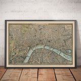 Ancienne carte de Londres en 1892 par Charles Baker & Co - Westminster, City of London, Lambeth, Covent Garden, Marylebone