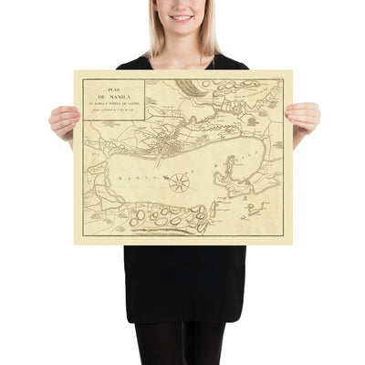 Old Map of the Bay of Manila by Gongora, 1790: Cavite, Laguna de Bay