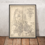 Gran mapa antiguo de Oxford por Hoggar, 1850: Colegios, St. Giles', High St, Magdalen St, río Támesis 