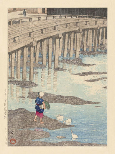 The Gion Bridge in Hondo in Amakusa by Hasui Kawase, 1924