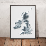 Carte topographique en relief 3D des îles britanniques (Royaume-Uni et Irlande) 