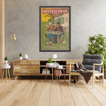 A framed image of Hasselt Vieux Extra Vintage Advertising Poster by Henri Cassiers, 1924