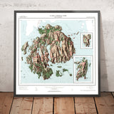 Alte Reliefkarte des Acadia-Nationalparks, 1971: Cadillac Mountain, Bar Harbor, Somes Sound, Schoodic, Jordan Pond 