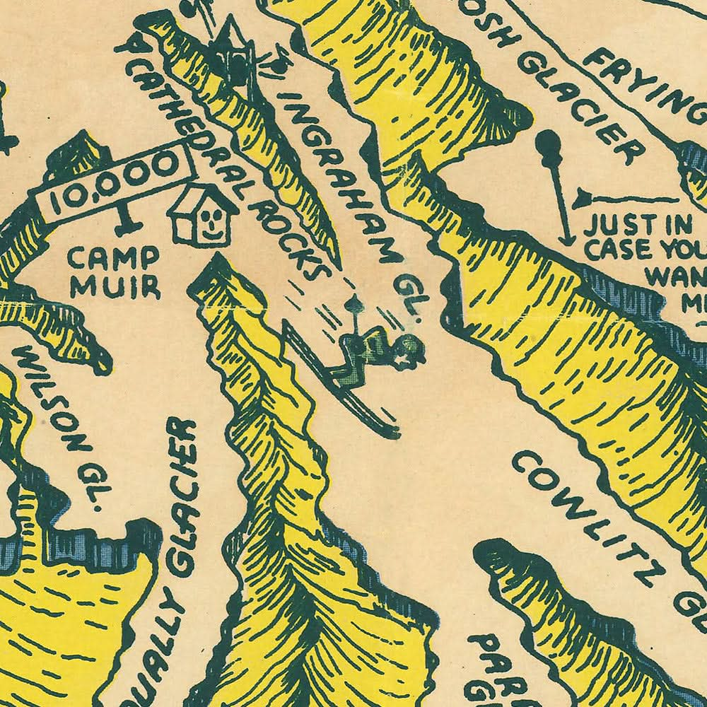 Old Map of Mount Rainier National Park, 1940: Columbia Crest, Paradise Inn, Wonderland Trail, Reflection Lake, Longmire