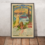 Poster di viaggio di Anversa: Chemin de fer du Nord – Exposition Universelle di Gustave Fraipont, 1894 