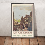 New York Reiseplakat: Upper Bay von Lower Manhattan von Leslie Ragan, 1920 