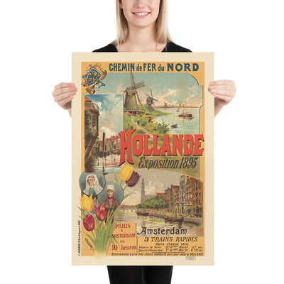 Netherlands Travel Poster: Paris to Amsterdam in 10 Hours by Gustave Fraipont, 1896