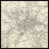 Mapa antiguo personalizado de Wigan 