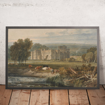 Une image encadrée de Vue de Hampton Court, Herefordshire, depuis le sud-est, de Turner, 1806