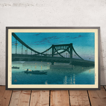 Ein gerahmtes Bild der Kiyosu-Brücke von Hasui Kawase, 1935