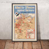 Alte militärische Karte des Zweiten Weltkriegs zum alliierten Luftoffensiv gegen Deutschland, 1941: Berlin, Hamburg, München, Rhein und Elbe, Ruhr-Inset 