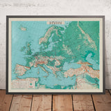 Ancienne carte en relief 3D de l'Europe par Aero Service Corporation, 1956 