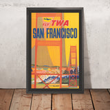 San Francisco Reiseplakat: Fly TWA von David Klein, 1957 