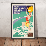 Boston & Maine Railroad Travel Poster: Old Orchard Beach Sunday by Charles W. Holmes