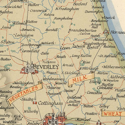 Alte Bildkarte von East Riding von Clegg, 1946: Hull, Beverley, Zweiter Weltkrieg, Walmgate Bar, Kompassrose