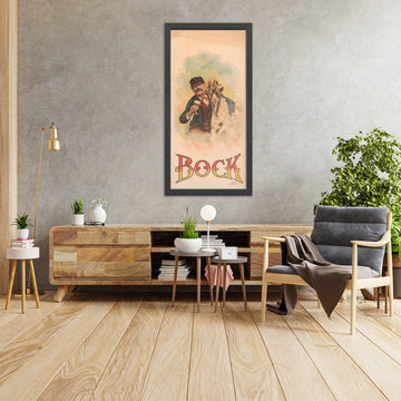 A framed image of Vintage Bock Beer Poster by Henry Jerome Schile, 1890