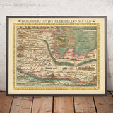 Mapa antigua y rara de Croacia y Eslovenia de Münster, 1552: río Drava, costa del Adriático, Zadar, fronteras otomanas, montañas 