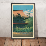 Tempel und Bäume von Hasui Kawase, 1935 