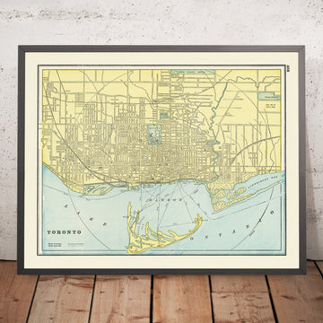 Mapa antiguo de Toronto de Cram, 1895: Queen&