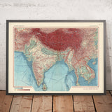 Alte Karte von Indien und Indochina, 1967: Thailand, Burma, Himalaya, Ganges, Mekong 