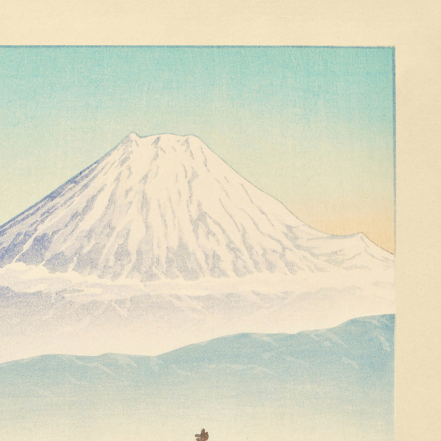 Mattina a Motoyoshiwara con il Monte Fuji di Hasui Kawase 1935 