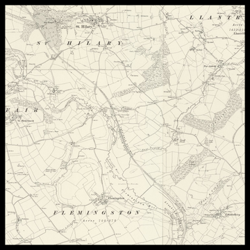 Una vecchia mappa Ordnance Survey di Llantwit Major