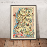 Pictorial Map of Mississippi by Ruth Taylor White, 1935: Jackson, Gulfport, Mississippi River, Cotton Fields, Riverboats
