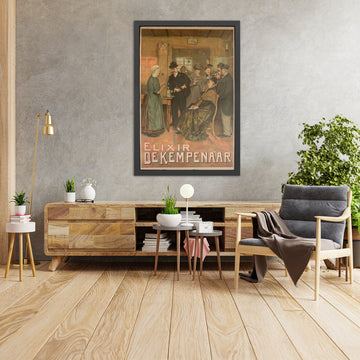A framed image of Elixir De Kempenaar Vintage Advertising Poster by Ernest Godfridnon, 1907