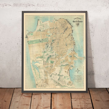 Carte de rue géante rare de San Francisco par Chevalier, 1911 