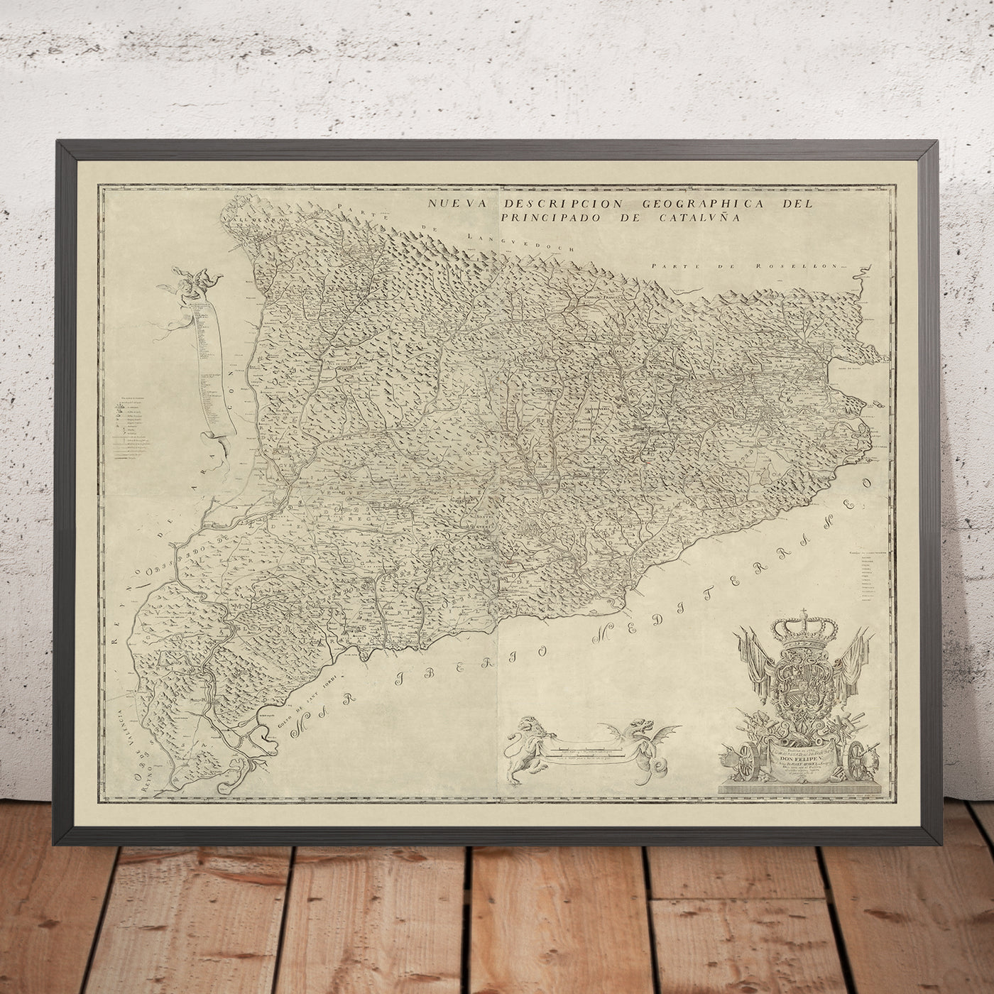 First Large Map of Catalonia by Aparici, 1769: Barcelona, Girona, Pyrenees, Ebro River, Bourbons