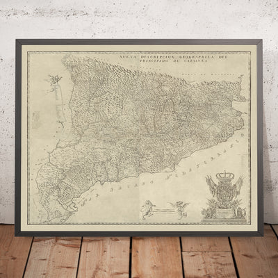 First Large Map of Catalonia by Aparici, 1769: Barcelona, Girona, Pyrenees, Ebro River, Bourbons