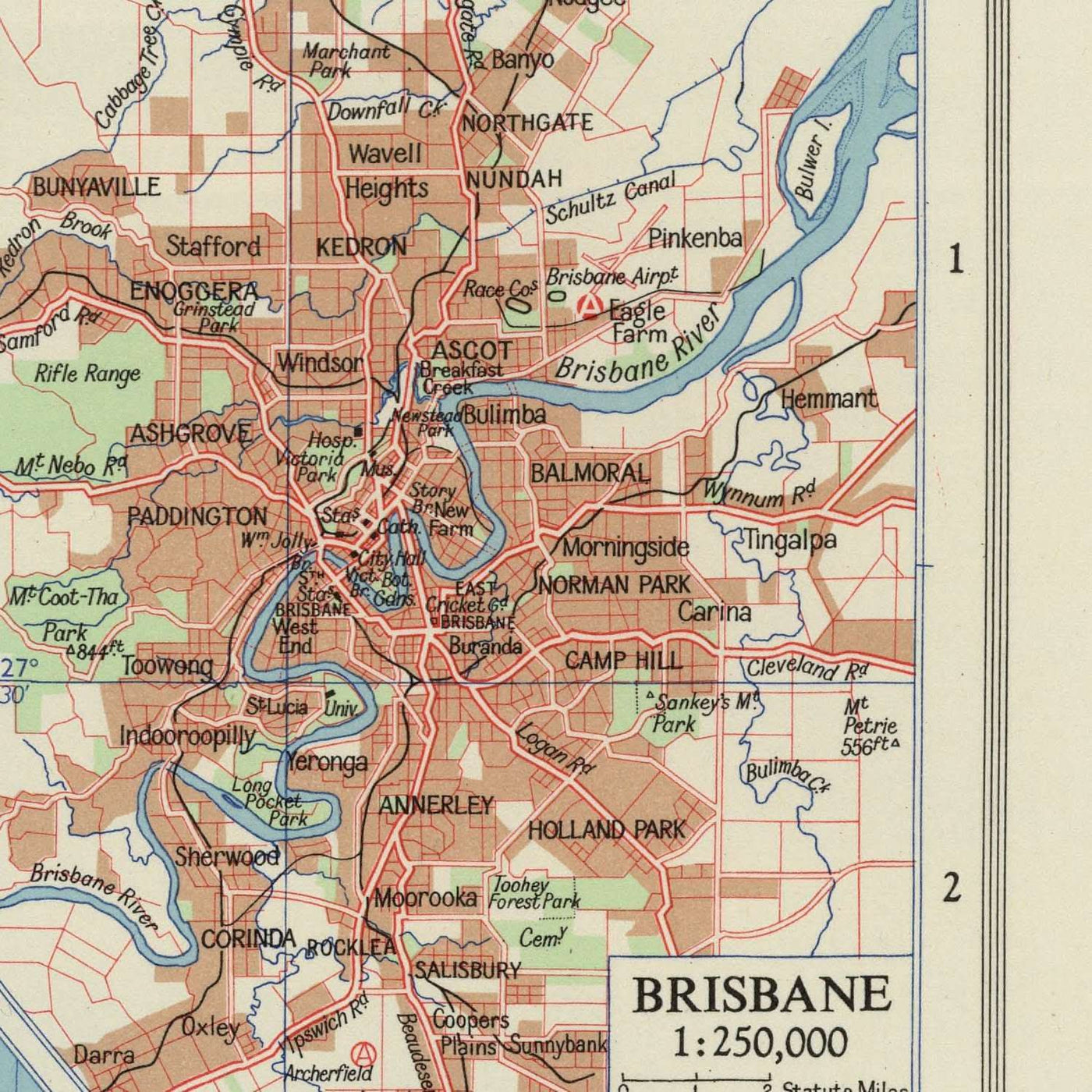 Old Map of Queensland & Northern Territory by Bartholomew, 1958: Brisbane, Darwin, Great Barrier Reef, Cape York