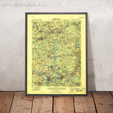 Old Map of Concord, Massachusetts by USGS, 1918 – Framingham, Walden Pond & Sudbury River