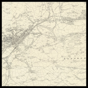 Eine alte Ordnance Survey-Karte von Carmarthen